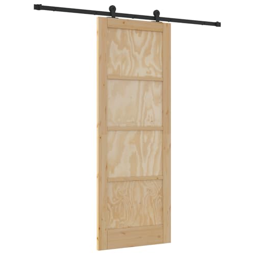 Homgoday Schiebetür mit Beschlagset 78x211 cm Massivholz Kiefer, Innentür 'ORKDAL'78x211x4 cm Massivholz Kiefer Sliding Door Model3333360 von Homgoday
