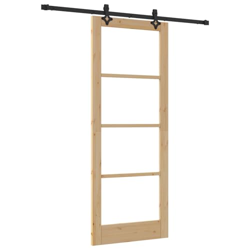 Homgoday Schiebetür mit Zubehör Set 'ORKDAL'Massivholz & Glas, Innentür mit Glas 'ORKDAL'83x211x4 cm Massivholz Kiefer Sliding Door Model3332167 Homgoday Schiebetür mit Zubehör Set 'ORKDAL'Massivholz & Glas, Innentür mit Glas 'ORKDAL'83x211x4 cm Massivholz Kiefer Sliding Door Model3332167 von Homgoday