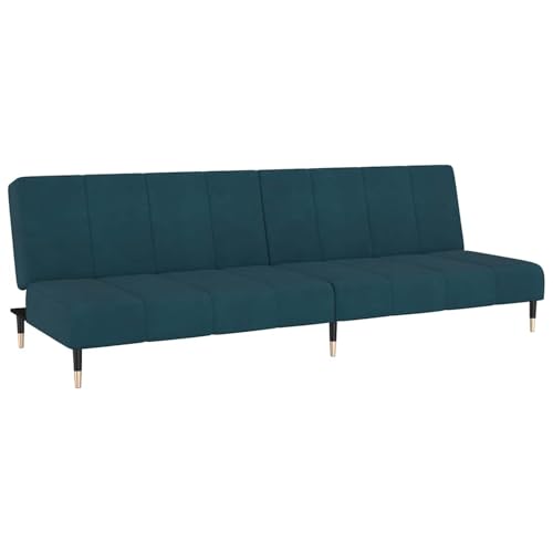 Homgoday Schlafsofa 2-Sitzer Blau Samt Sofa Bed Model375873 von Homgoday