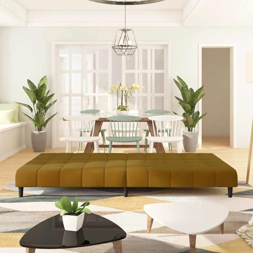 Homgoday Schlafsofa 2-Sitzer Braun Samt von Homgoday