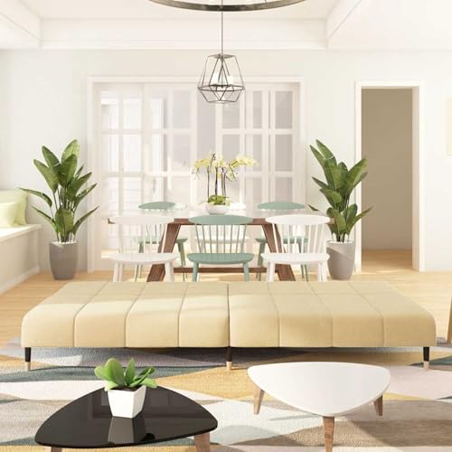 Homgoday Schlafsofa 2-Sitzer Creme Samt von Homgoday