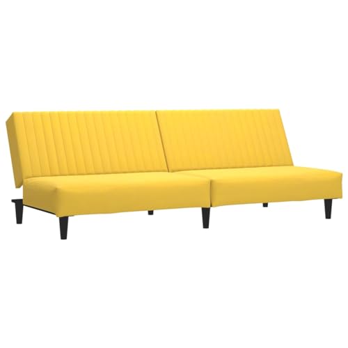 Homgoday Schlafsofa 2-Sitzer Gelb Samt Sofa Bed Model375933 von Homgoday