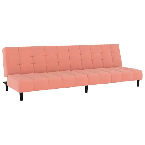 Homgoday Schlafsofa 2-Sitzer Rosa Samt Sofa Bed Model375767 von Homgoday