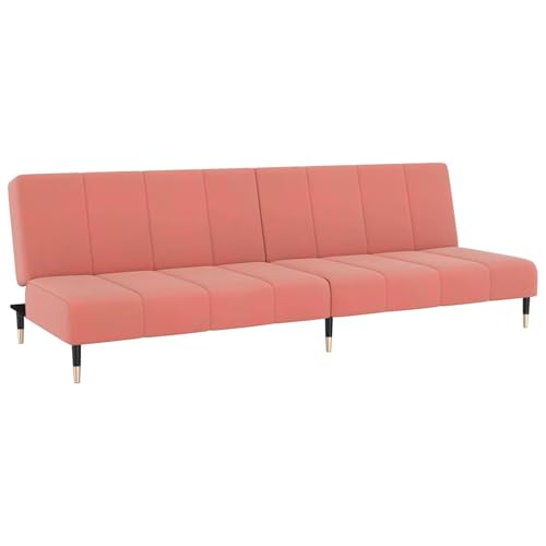 Homgoday Schlafsofa 2-Sitzer Rosa Samt Sofa Bed Model375878 von Homgoday