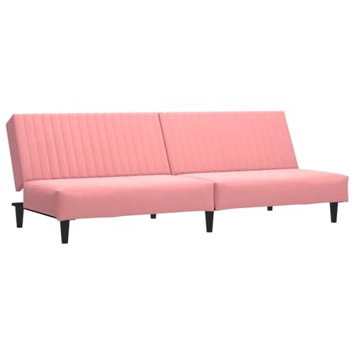 Homgoday Schlafsofa 2-Sitzer Rosa Samt Sofa Bed Model375930 von Homgoday
