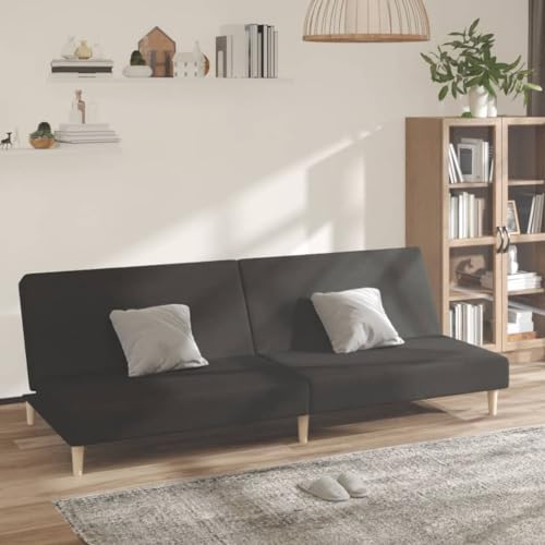 Homgoday Schlafsofa 2-Sitzer Schwarz Stoff Loungesofa Polstersofa Doppelsofa Gästesofa Wohnzimmersofa Sofa Couch Sitzmöbel für Wohnzimmer Empfang Büro von Homgoday
