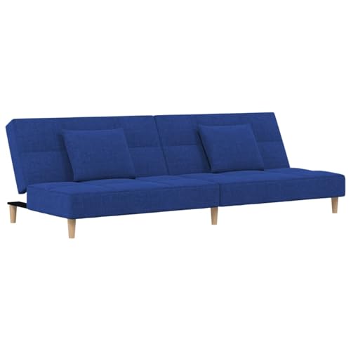 Homgoday Schlafsofa 2-Sitzer mit 2 Kissen Blau Stoff Sofa Bed Model375796 von Homgoday