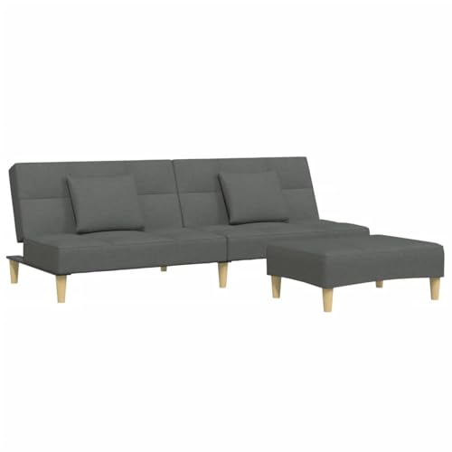 Homgoday Schlafsofa 2-Sitzer mit Fußhocker Dunkelgrau Stoff Sofa Bed Model3258104 von Homgoday