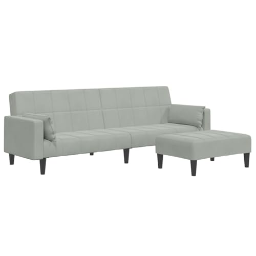 Homgoday Schlafsofa 2-Sitzer mit Fußhocker Hellgrau Samt Sofa Bed Model3258133 Homgoday Schlafsofa 2-Sitzer mit Fußhocker Hellgrau Samt Sofa Bed Model3258133 von Homgoday