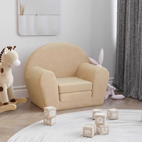 Homgoday Schlafsofa für Kinder Creme Weicher Plüsch Schlafsofa Model356995 von Homgoday