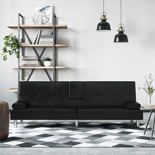 Homgoday Schlafsofa mit Armlehnen Loungesofa Bettsofa Tagessofa Gästebett Sofa Couch mit Bettfunktion Klappbares Schlafsofa fürs Wohnzimmer Gästezimmer Schwarz Kunstleder Homgoday Schlafsofa mit Armlehnen Loungesofa Bettsofa Tagessofa Gästebett Sofa Couch mit Bettfunktion Klappbares Schlafsofa fürs Wohnzimmer Gästezimmer Schwarz Kunstleder von Homgoday