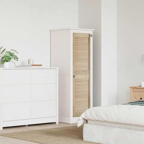 Homgoday Schranktür Braun 140.5 x 39.5 x 2.1 cm Massivholz Kiefer Kleiderschrank Model42019260 von Homgoday