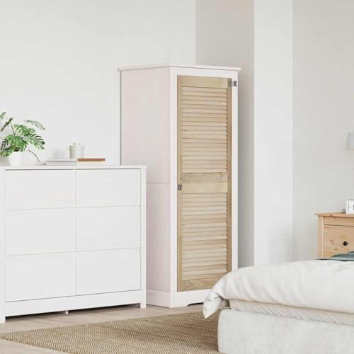 Homgoday Schranktür Braun 140.5 x 49.5 x 2.1 cm Massivholz Kiefer Kleiderschrank Model42019262 von Homgoday