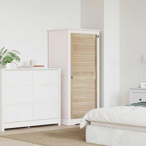 Homgoday Schranktür Braun 140.5 x 59.5 x 2.1 cm Massivholz Kiefer Kleiderschrank Model42019264 von Homgoday