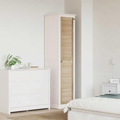 Homgoday Schranktür mit Tür Braun 201 x 39.5 x 2.1 cm Massivholz Kiefer Kleiderschrank Model42019272 von Homgoday