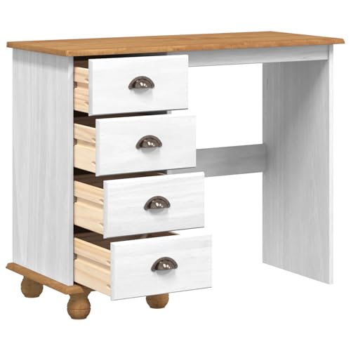 Homgoday Schreibtisch ASKIM mit Schubladen Weiß 95x40x75 cm massives Kiefernholz Bürotisch Model4105450 Homgoday Schreibtisch ASKIM mit Schubladen Weiß 95x40x75 cm massives Kiefernholz Bürotisch Model4105450 von Homgoday
