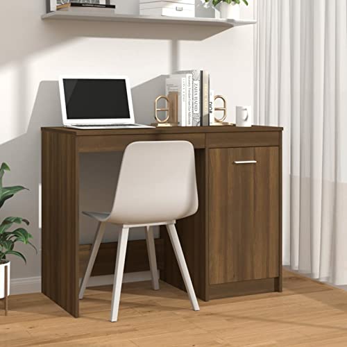 Homgoday Schreibtisch Eiche Braun 100 x 50 x 76 cm aus mehrschichtigem Holz, Schreibtisch-Regale, Computertisch, platzsparender Schreibtisch, Schreibtisch, Gaming-Schreibtisch für Kinderzimmer von Homgoday