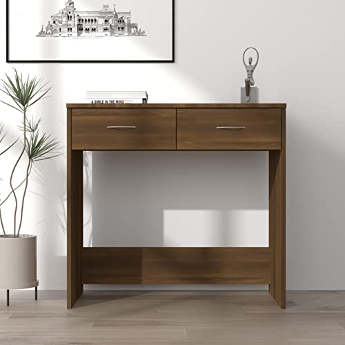 Homgoday Schreibtisch Eiche Braun 80 x 40 x 75 cm aus mehrschichtigem Holz, Schreibtisch-Regale, Computertisch, platzsparender Schreibtisch, Tisch, Schreibtisch, Gaming-Schreibtisch für Kinderzimmer von Homgoday