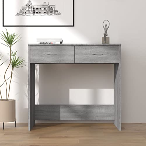 Homgoday Schreibtisch Grau Sonoma 80 x 40 x 75 cm aus mehrschichtigem Holz, Schreibtisch-Regale, Computertisch, platzsparender Schreibtisch, Tisch, Schreibtisch, Gaming-Schreibtisch für Kinderzimmer von Homgoday