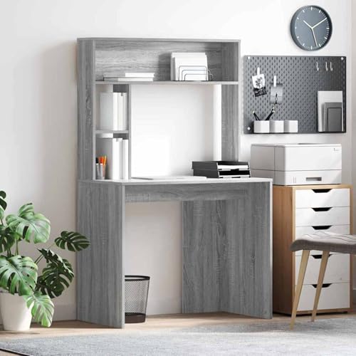 Homgoday Schreibtisch Grau Sonoma 91 x 50 x 149 cm Holzwerkstoff Schreibtisch Model869263 von Homgoday