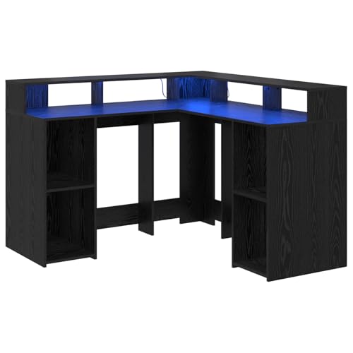 Homgoday Schreibtisch Schwarz-Eiche 130x130x91 cm Holzwerkstoff Bürotisch Model3365617 von Homgoday