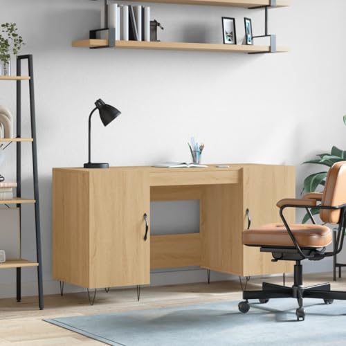 Homgoday Schreibtisch aus Holz mit Sonoma-Eiche, 140 x 50 x 75 cm, Schreibtisch für Laptop, Studio-Schreibtisch für Homeoffice, Arbeitszimmer, Möbel Typ 6 von Homgoday
