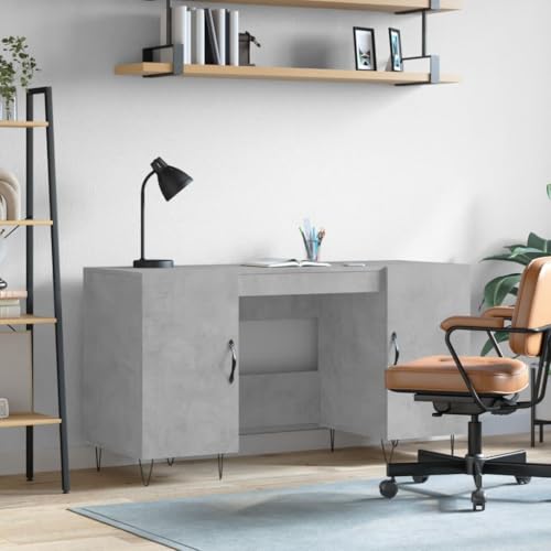 Homgoday Schreibtisch aus technischem Holz, Betongrau, 140 x 50 x 75 cm, Laptop-Schreibtisch für Arbeitszimmer, Arbeitszimmer, Möbel Typ 6 von Homgoday