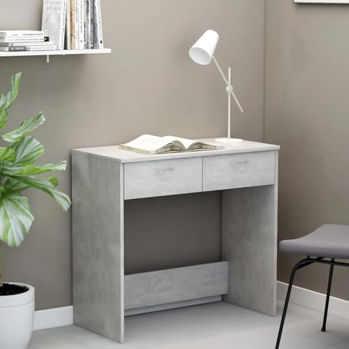 Homgoday Schreibtisch grau Zement 80 x 40 x 75 cm aus mehrschichtigem Holz, Schreibtisch-Regale, Computertisch, platzsparender Schreibtisch, Tisch, Schreibtisch, Gaming-Schreibtisch für Kinderzimmer von Homgoday