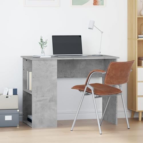 Homgoday Schreibtisch in Zementgrau, 100 x 55 x 75 cm aus mehrschichtigem Holz, Schreibtisch-Regale, Computertisch, platzsparender Schreibtisch, Tisch, Schreibtisch, Gaming-Schreibtisch für von Homgoday