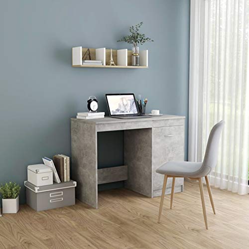 Homgoday Schreibtisch in Zementgrau 100 x 50 x 76 cm aus mehrschichtigem Holz, Schreibtisch-Regale, Computertisch, platzsparender Schreibtisch, Schreibtisch, Gaming-Tisch für Kinderzimmer Model801800 von Homgoday