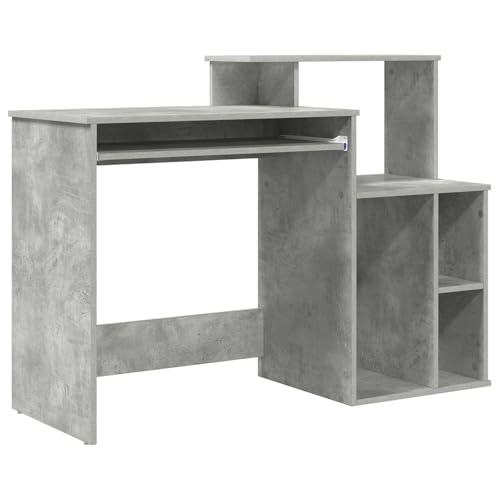 Homgoday Schreibtisch mit Stauraum Betongrau 120.5x44x88.5 cm Holzwerkstoff Bürotisch Model869477 von Homgoday