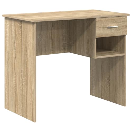 Homgoday Schreibtisch mit Stauraum Sonoma Eiche 90x49.5x75 cm Holzwerkstoff Bürotisch Model869268 von Homgoday