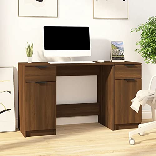 Homgoday Schreibtisch mit seitlichem Möbelstück Eiche Braun Multi-Layer-Holz, Schreibtisch-Regale, Computer-Schreibtisch, platzsparender Schreibtisch, Schreibtisch, Gaming-Schreibtisch für von Homgoday