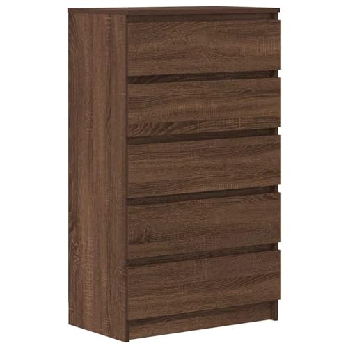 Homgoday Schubladenschrank Braun Eichen-Optik 60x36x103 cm Holzwerkstoff Kommode Model823023 von Homgoday