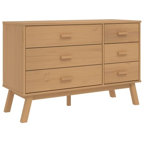 Homgoday Schubladenschrank Olden Braun Massivholz Kiefer Kommode Model358591 von Homgoday