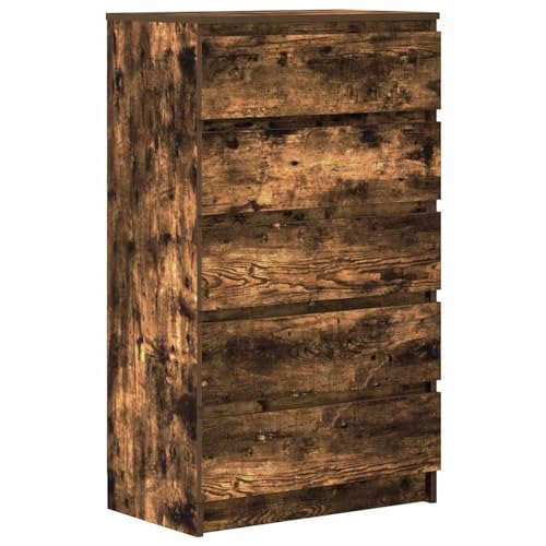Homgoday Schubladenschrank Räuchereiche 60x36x103 cm Holzwerkstoff Kommode Model823021 von Homgoday
