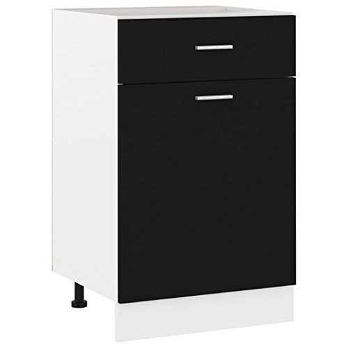 Homgoday Schubunterschrank Küchenunterschrank Küchenschrank Küchenmöbel Unterschrank mit 2 Regalböden und 1 Schublade Schwarz 50x46x81,5 cm Holzwerkstoff Ohne Arbeitsplatte Homgoday Schubunterschrank Küchenunterschrank Küchenschrank Küchenmöbel Unterschrank mit 2 Regalböden und 1 Schublade Schwarz 50x46x81,5 cm Holzwerkstoff Ohne Arbeitsplatte von Homgoday