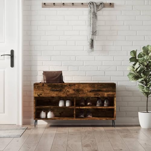 Homgoday Schuhbank aus Rauch-Eiche, 102 x 35 x 55 cm, mehrschichtiges Holz, Möbelstück, Schuhregal, platzsparende Aufbewahrung für Flur, Modell 829761 Homgoday Schuhbank aus Rauch-Eiche, 102 x 35 x 55 cm, mehrschichtiges Holz, Möbelstück, Schuhregal, platzsparende Aufbewahrung für Flur, Modell 829761 von Homgoday