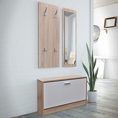 Homgoday Schuhregal aus Holz, 3 in 1, Eiche und Weiß, Möbelstück, Schuhregal, Organizer für Schuhe, platzsparende Aufbewahrung für den Flur Homgoday Schuhregal aus Holz, 3 in 1, Eiche und Weiß, Möbelstück, Schuhregal, Organizer für Schuhe, platzsparende Aufbewahrung für den Flur von Homgoday