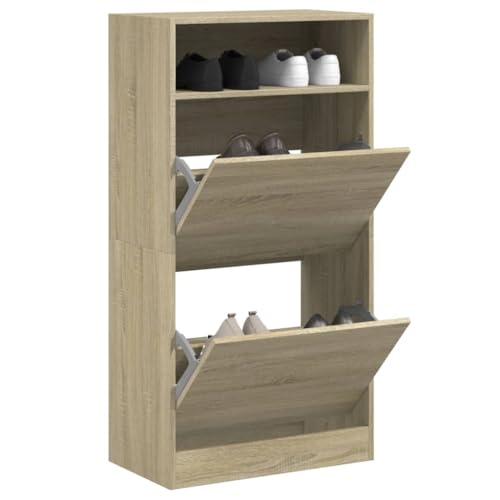 Homgoday Schuhschrank Eiche Sonoma 60 x 34 x 116 cm aus mehrschichtigem Holz, Möbelstück, Schuhregal, platzsparende Aufbewahrung für den Flur Homgoday Schuhschrank Eiche Sonoma 60 x 34 x 116 cm aus mehrschichtigem Holz, Möbelstück, Schuhregal, platzsparende Aufbewahrung für den Flur von Homgoday