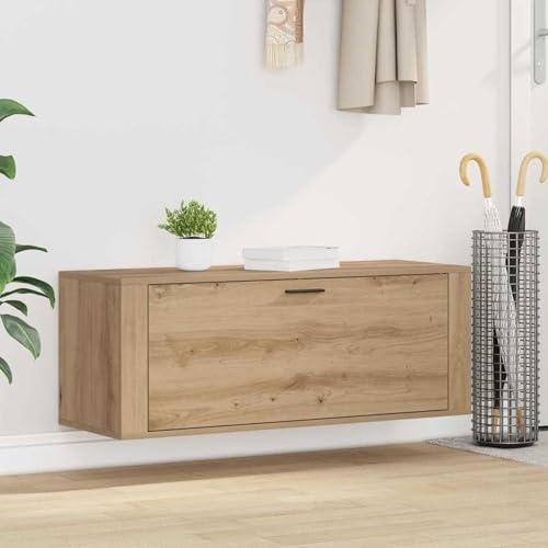 Homgoday Schuhschrank Eiche handwerklich 100 x 35 x 38 cm Holzwerkstoff Schuhschrank Model881019 von Homgoday