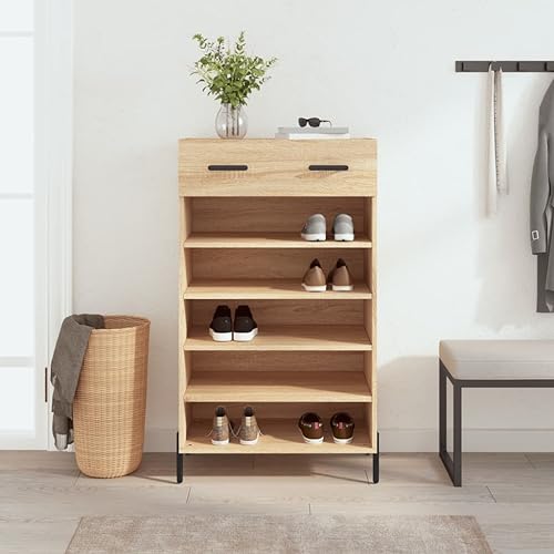 Homgoday Schuhschrank Schuhregal Schuhaufbewahrung Organizer Aufbewahrung für Schuhe Schrank für Flur Schlafzimmer Wohnzimmer Eingang Sonoma-Eiche 60x35x105 cm Holzwerkstoff von Homgoday