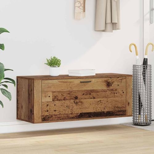 Homgoday Schuhschrank mit Regal Altholz 100 x 35 x 38 cm Holzwerkstoff Schuhschrank Model881018 von Homgoday