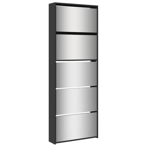 Homgoday Schuhschrank mit Spiegel 5 F?Cher Schwarz 63x17x169,5 cm Shoes Cabinet Model3228280 Homgoday Schuhschrank mit Spiegel 5 F?Cher Schwarz 63x17x169,5 cm Shoes Cabinet Model3228280 von Homgoday