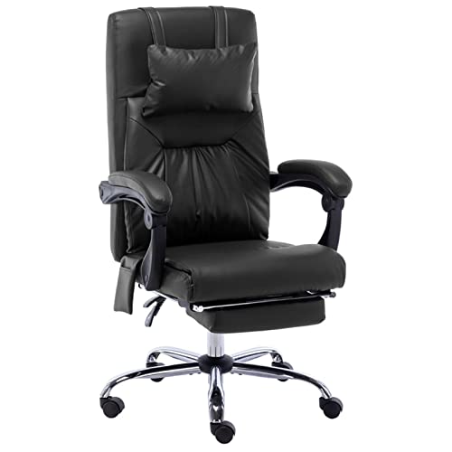 Homgoday Schwarzer Massagestuhl aus Kunstleder, Bürostuhl, Ruhestuhl, Bürostuhl, Schreibtischstuhl für Wohnzimmer, Büro, Schlafzimmer von Homgoday
