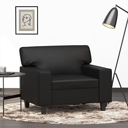Homgoday Schwarzer Sessel, 60 cm, aus Kunstleder, Möbelstück für Wohnzimmer, Sessel, Relaxsessel, Schlafzimmer von Homgoday