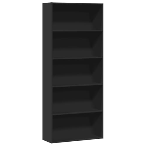 Homgoday Schwarzes Bücherregal 80 x 30 x 189 cm aus mehrschichtigem Holz, Möbelstück, Bücherregal, Vitrine, vertikales Bücherregal, platzsparend, Bücherregal für Wohnzimmer, Arbeitszimmer von Homgoday