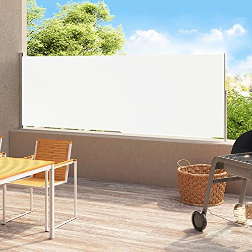 Homgoday Seitenmarkise Ausziehbar Markise Ausziehbar Seitenrollo Ausziehbar Seitenwandmarkise Sonnenschutz Sichtschutz Windschutz Markise Balkon Terrasse Garten 220x500 cm Creme von Homgoday