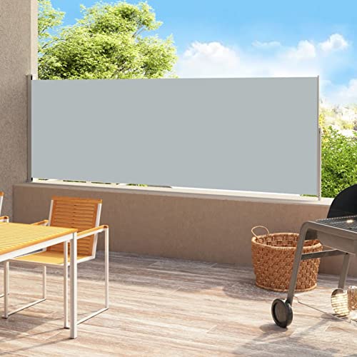 Homgoday Seitenmarkise Ausziehbar Markise Ausziehbar Seitenrollo Ausziehbar Seitenwandmarkise Sonnenschutz Sichtschutz Windschutz Markise Balkon Terrasse Garten 220x500 cm Grau von Homgoday