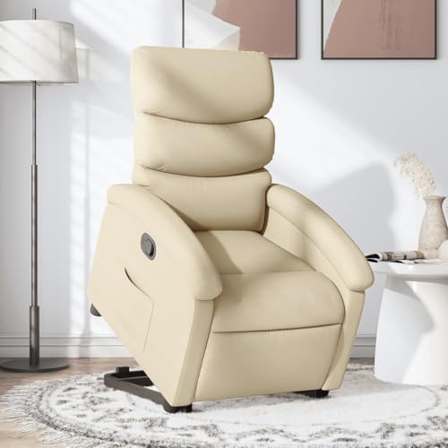 Homgoday Sessel, mit Rückenlehne, neigbar, cremefarben, aus Stoff, Möbelstück für Wohnzimmer, Sessel, Relaxsessel, Schlafzimmerstuhl, Modell 3203987 von Homgoday